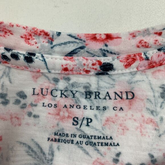 Lucky Brand Shirt Womens S White Botanical Print Cotton Crew Neck Short Sleeve - Picture 7 of 14